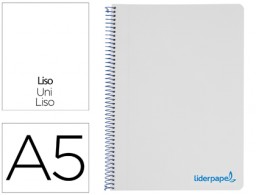Cuaderno espiral Liderpapel Wonder A5 tapa plástico 120h micro 90g c/5mm. color gris